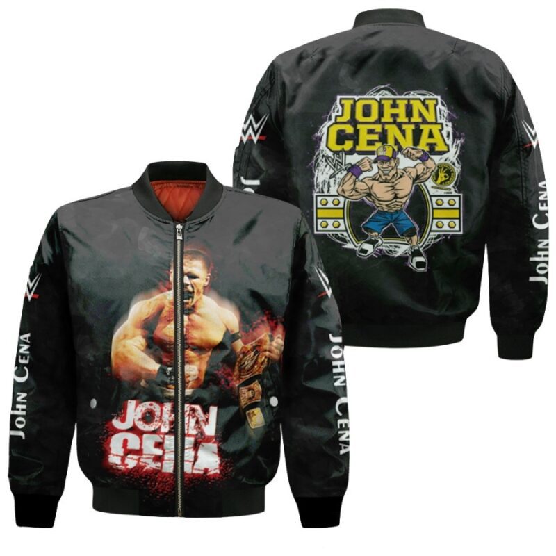 John Cena World Heavyweight Champion Professional Wrestler Black Gift For John Cena Fans Bomber Jacket BJ00096