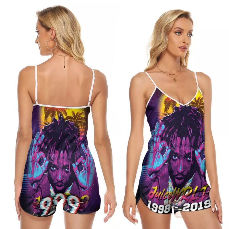 Juice World 1998-2019 999 American Rapper Colorful Hawaii Gift For Juice World Fans Musician Singer Music Band V-neck Romper Jumpsuit RJ00643