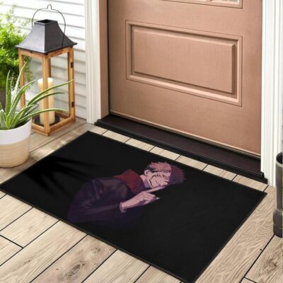Jujutsu Kaisen Anime Door Mat Sukuna Yuji Combine Black Fire Evil Smiling Door Mat Welcome Mat 2