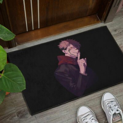 Jujutsu Kaisen Anime Door Mat Sukuna Yuji Combine Black Fire Evil Smiling Door Mat Welcome Mat 3