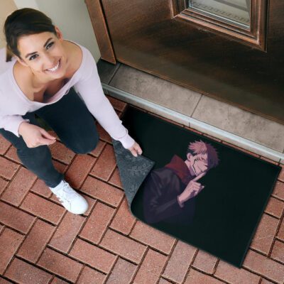 Jujutsu Kaisen Anime Door Mat Sukuna Yuji Combine Black Fire Evil Smiling Door Mat Welcome Mat 4