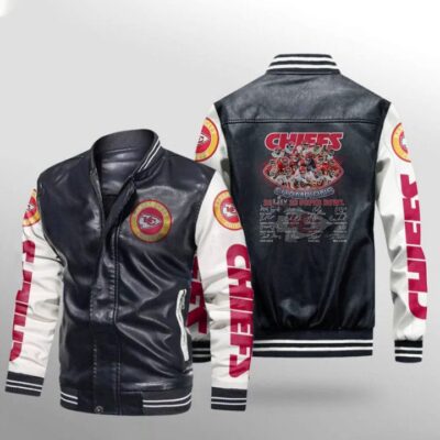Kansas City Chiefs Champions 2020 Super Bowl Players Signatures Gift For Chiefs Fans Leather Bomber Jacket LBJ0115