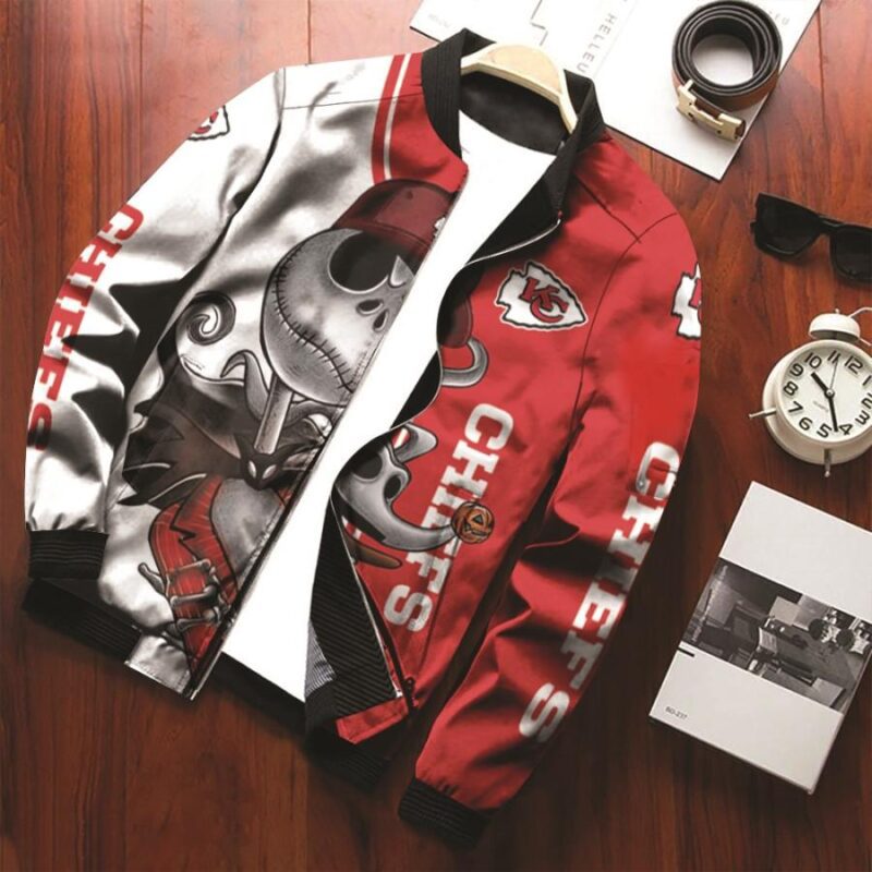 Kansas City Chiefs Jack Skellington and Zero NFL American Football Gift For Chiefs Fans Bomber Jacket BJ00540
