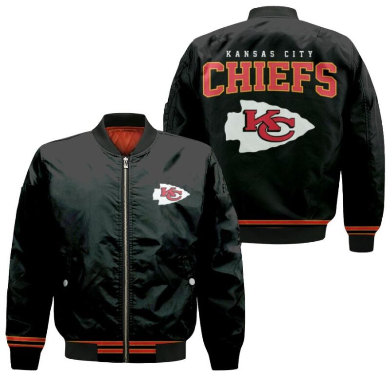 Kansas City Chiefs NFL American Football Team Logo Black Gift For Chiefs Fans Bomber Jacket BJ04083