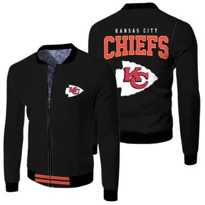 Kansas City Chiefs NFL American Football Team Logo Black Gift For Chiefs Fans Fleece Bomber Jacket