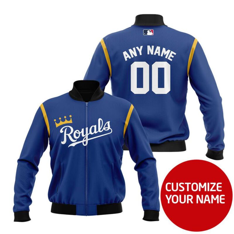 Kansas City Royals #00 Logo Personalized Royal Blue Jersey Style Gift With Custom Number Name For Royals Fans Bomber Jacket BJ03731