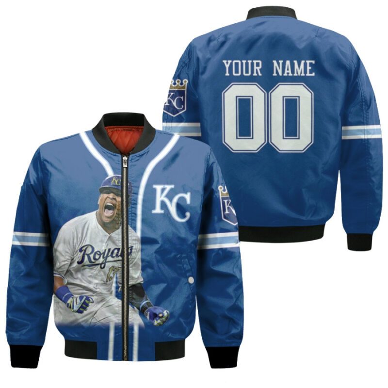 Kansas City Royals Salvador Perez 13 Great Player 2020 MLB Navy 3D Personalized Gift With Custom Number Name For Royals Fans Bomber Jacket BJ04240