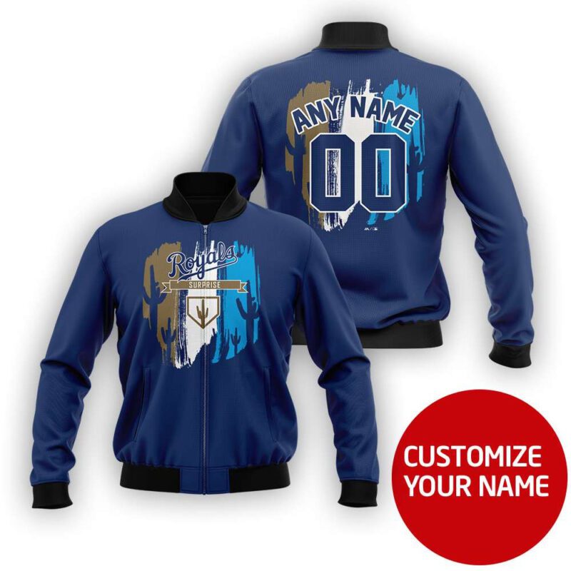 Kansas City Royals Surprise #00 Logo Personalized Royal Blue Jersey Style Gift With Custom Number Name For Royals Fans Bomber Jacket BJ03613