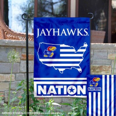 Kansas KU Jayhawks Garden Flag with USA Country Stars and Stripes GF00582