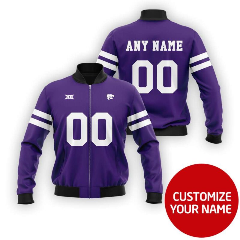 Kansas State Wildcats Ncaa Sport Team Purple Personalized Number Name Jersey Style Gift For Wildcats Fans Bomber Jacket BJ03733