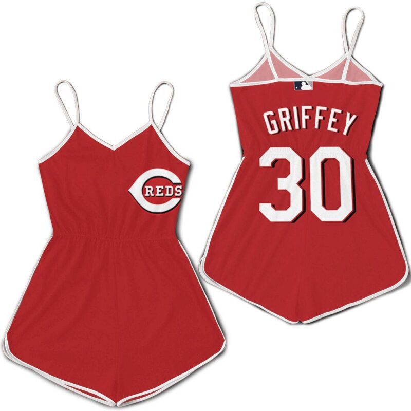 Ken Griffey Jr 30 Cincinnati Reds 2020 Majestic Team Red Jersey Inspired Style Romper RJ01713