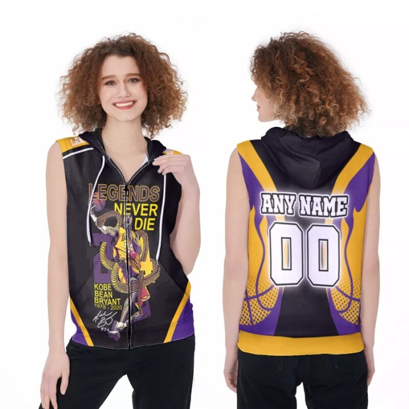 Kobe Bryant 24 Legends Never Die Los Angeles Lakers NBA 3D Designed Allover Gift With Custom Name Number For Lakers Fans Zip Sleeveless Hoodie ZSH1919