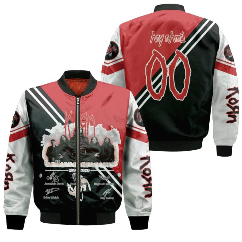 Korn 27th Anniversary 1993 2020 Rock Band Special Signatures Gift With Custom Name Number For Korn Fans.jpg Bomber Jacket BJ00862