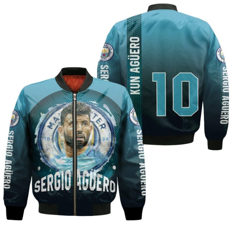 Kun Aguero 10 Argentine footballer Legend Player Manchester City Gift For Aguero Fans Bomber Jacket BJ00913