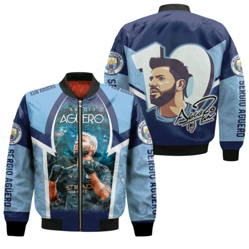 Kun Aguero 10 Champion Moment Manchester City Team Gift For Aguero Fans Bomber Jacket BJ00888