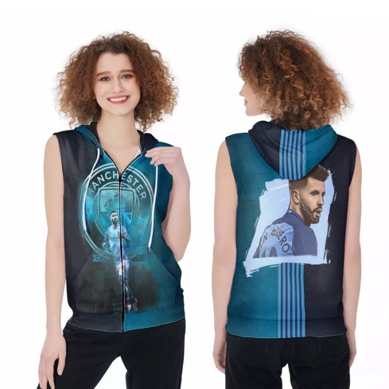 Kun Aguero 10 Memories Champion Thank You Manchester City 3D Designed Allover Gift For Aguero Fans Zip Sleeveless Hoodie ZSH1953