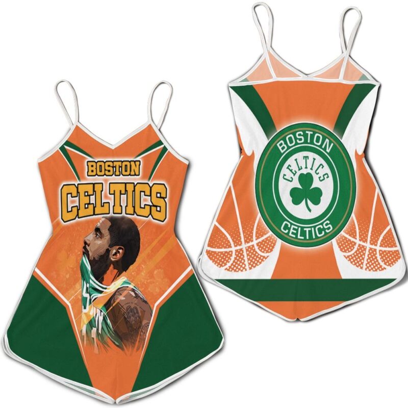 Kyrie Irving 11 Boston Celtics Orange Background Romper RJ04692
