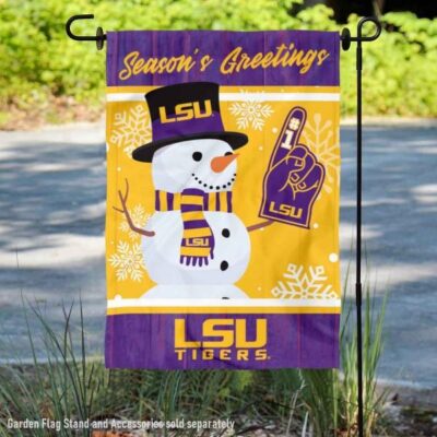 LSU Tigers Holiday Winter Snowman Greetings Garden Flag GF00351