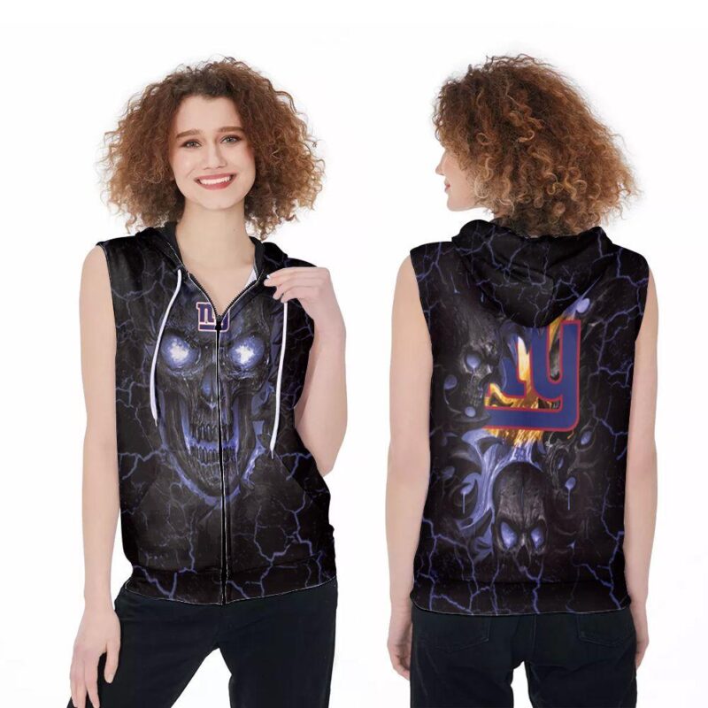 Lava Skull New York Giants NFL American Football Team Logo 3D Designed Allover Gift For Giants Fans Zip Sleeveless Hoodie ZSH0794