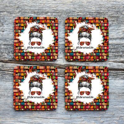 Librarian Life Drinkware Coaster (Set of 4)