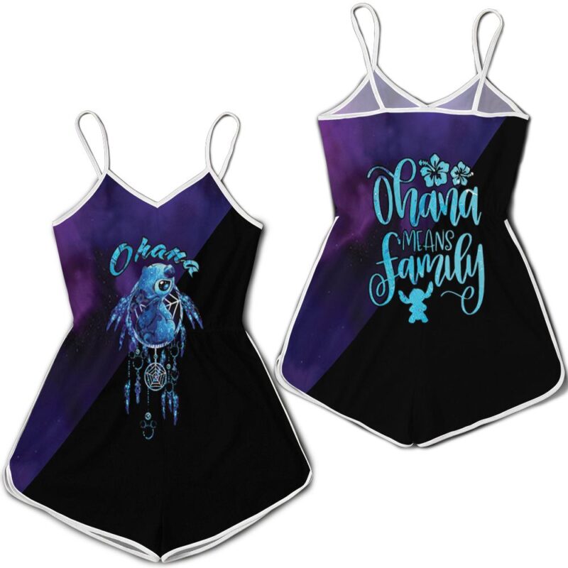 Lilo And Stitch Ohana Means Family Dreamcatcher Galaxy Style 3d Romper RJ04101