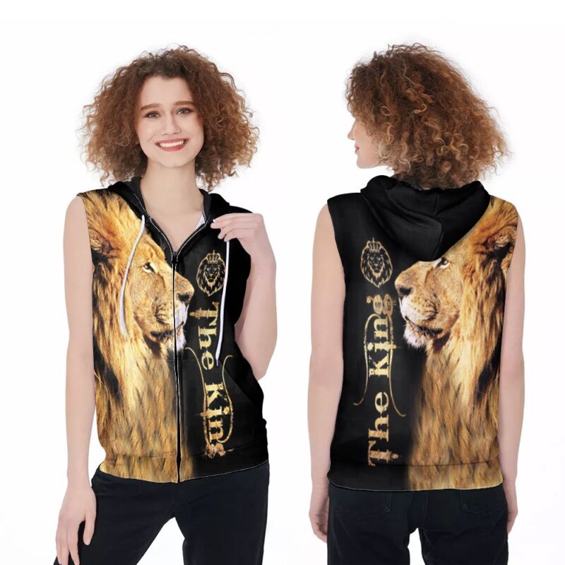 Lion crown the king of the jungle 3d allover designed for lion lovers strong man gifts Zip Sleeveless Hoodie ZSH1517