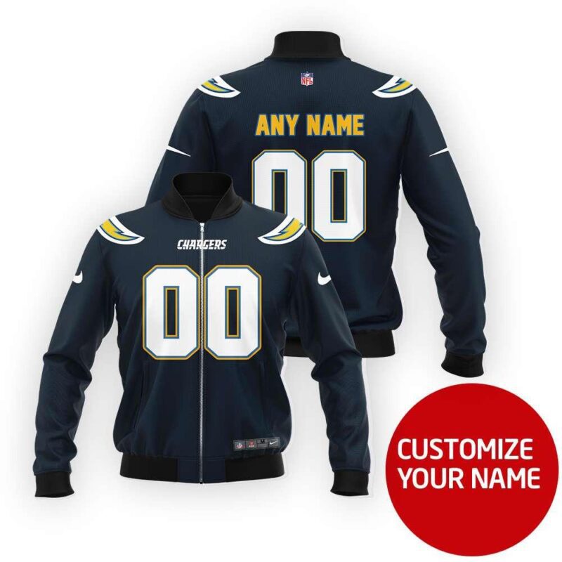 Los Angeles Chargers #00 Personalized Navy Jersey Style Gift With Custom Number Name For Chargers Fans Bomber Jacket BJ03684