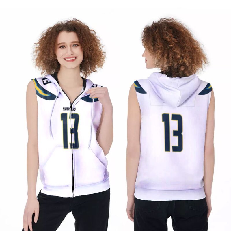 Los Angeles Chargers Keenan Allen 13 NFL American Football Game White Jersey Style Gift For Chargers Fans Zip Sleeveless Hoodie ZSH1127