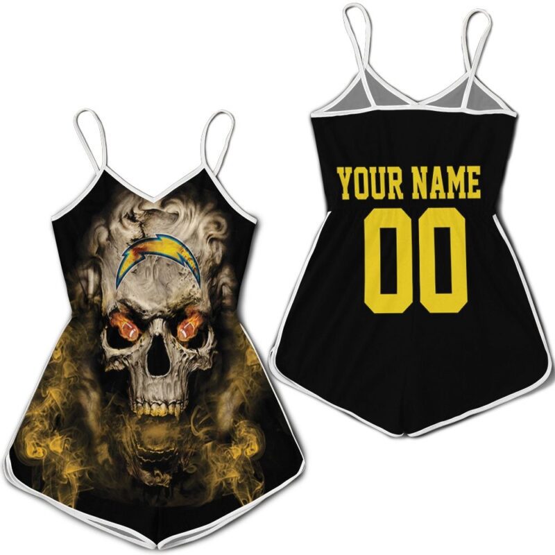 Los Angeles Chargers Skull Los Angeles Chargers 3D Personalized Romper RJ02437