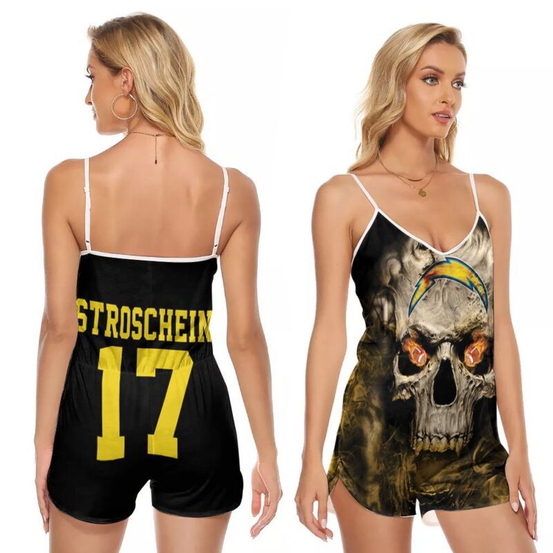 Los Angeles Chargers Stroschenin 17 NFL American Football Team Logo Lava Skull Gift For Los Angeles Chargers Fans Lovers Romper Jumpsuit RJ00944