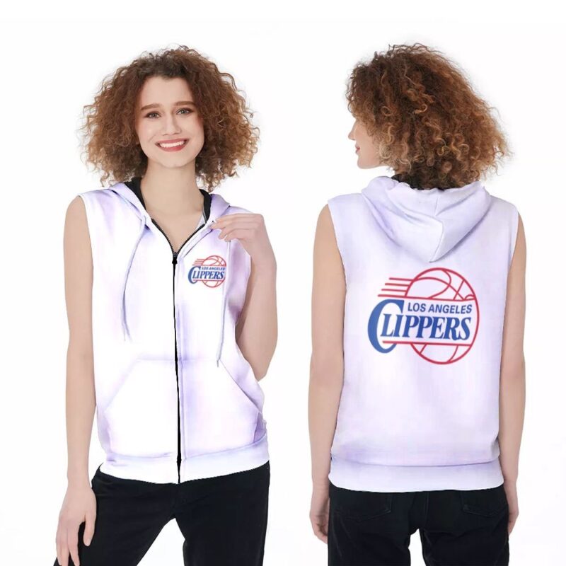 Los Angeles Clippers Basketball Classic Mascot Logo Gift For Clippers Fans White Zip Sleeveless Hoodie ZSH1893