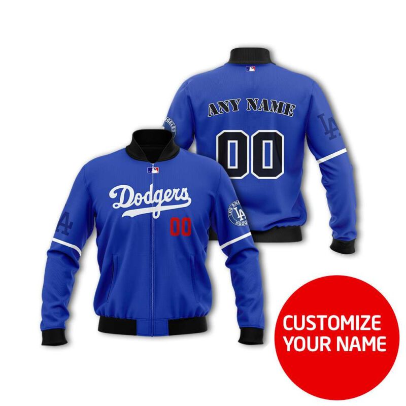 Los Angeles Dodgers Baseball Team Blue Personalized Gift With Custom Number Name For Dodgers Fans Bomber Jacket BJ00034