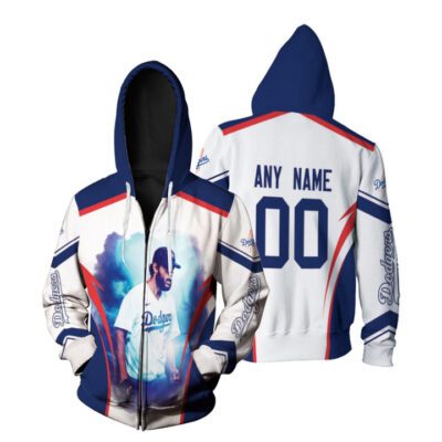 Los Angeles Dodgers Clayton Kershaw 00 White Jersey Style Custom Number Name For Dodgers Fans Zip Hoodie ZH01208