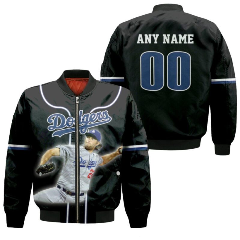 Los Angeles Dodgers Clayton Kershaw 22 Black Jersey Style Gift With Custom Number Name For Dodgers Fans Bomber Jacket BJ00166