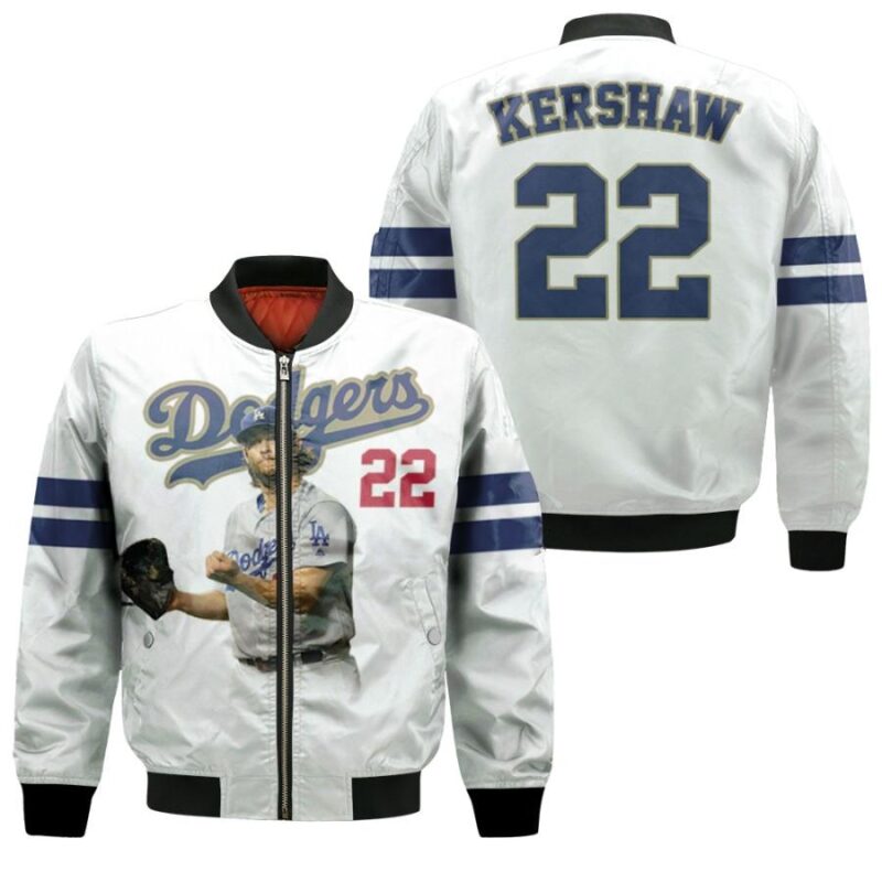 Los Angeles Dodgers Clayton Kershaw 22 MLB 2020 Championship Golden Edition White Gift For Dodgers Fans Bomber Jacket BJ04238