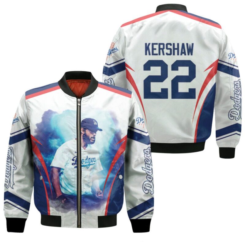 Los Angeles Dodgers Clayton Kershaw 22 MLB Team White Jersey Style Gift For Dodgers Fans Kershaw Fans Bomber Jacket BJ00349