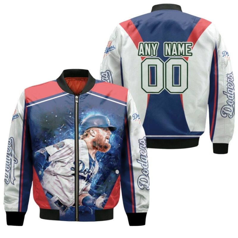 Los Angeles Dodgers Justin Turner 00 Any Name Blue Jersey Style Gift With Custom Number Name For Dodgers Fans Bomber Jacket BJ00381