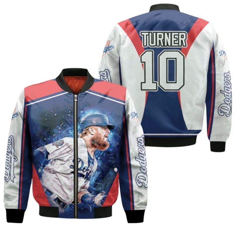 Los Angeles Dodgers Justin Turner 10 Blue Jersey Style 3D Allover Design Gift For Dodgers Fans Turner Fans Bomber Jacket BJ00234