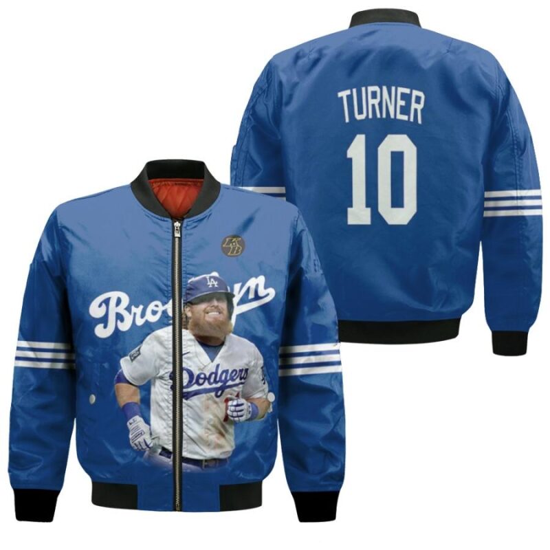 Los Angeles Dodgers Justin Turner 10 MLB Team 2020 Blue Jersey Gift For Dodgers Fans Bomber Jacket BJ00115