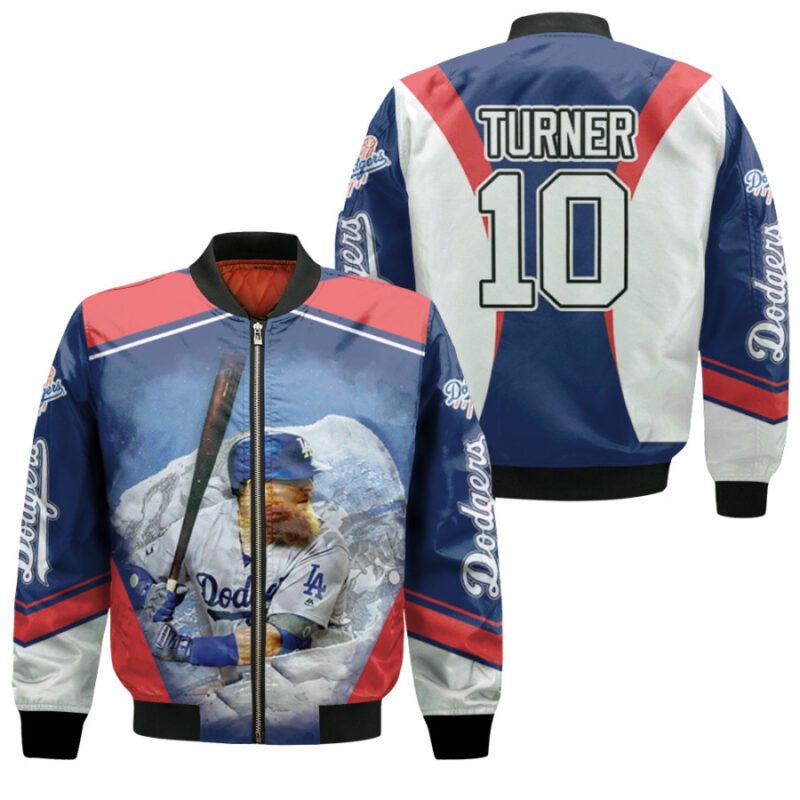 Los Angeles Dodgers Justin Turner 10 MLB Team Blue Jersey Style Gift For Dodgers Fans Turner Fans Bomber Jacket BJ00212