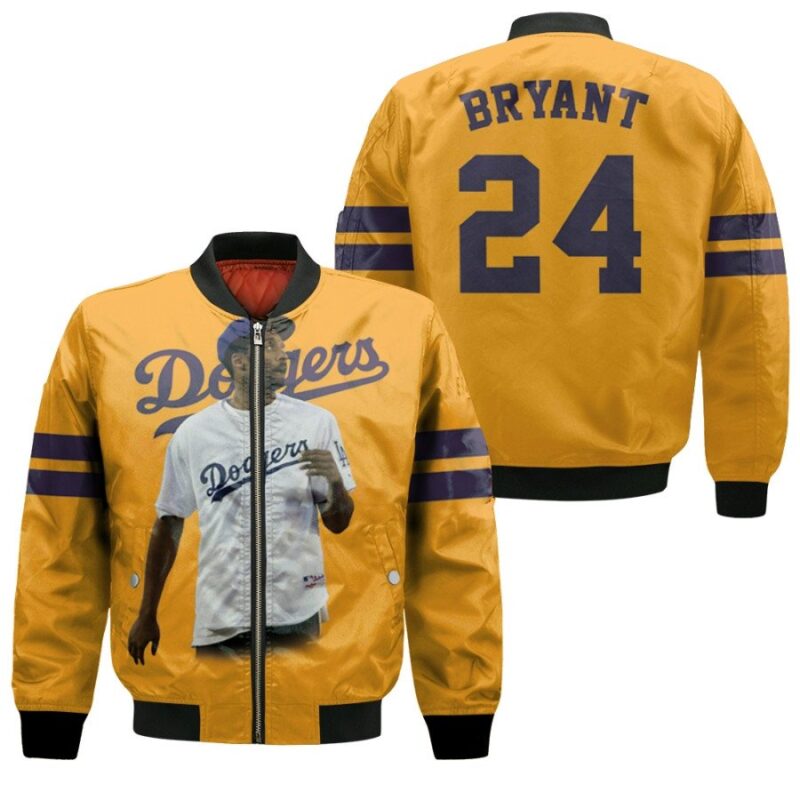 Los Angeles Dodgers Kobe Bryant 24 MLB Team 2020 Yellow Jersey Gift for Dodgers Fans Bomber Jacket BJ00308