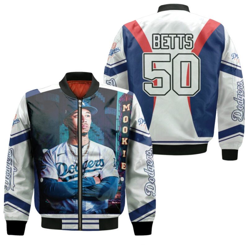 Los Angeles Dodgers Mookie Betts 50 MLB Team White Jersey Style Gift For Dodgers Fans Betts Fans Bomber Jacket BJ00345