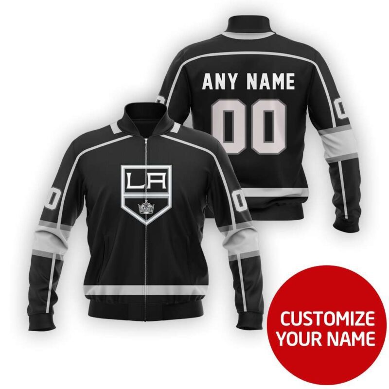 Los Angeles Kings #00 Personalized Black Style Gift With Custom Number Name For Kings Fans Bomber Jacket BJ00086