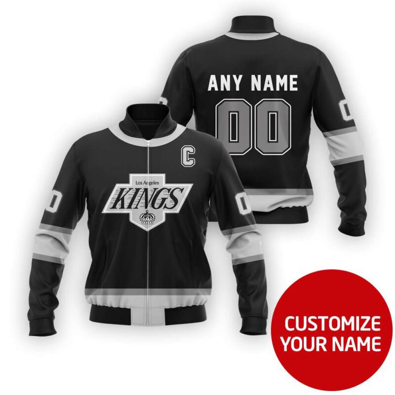 Los Angeles Kings Nhl Hockey Team Personalized Number Name Black Jersey Style Gift For Kings And Hockey Fans Bomber Jacket BJ03762