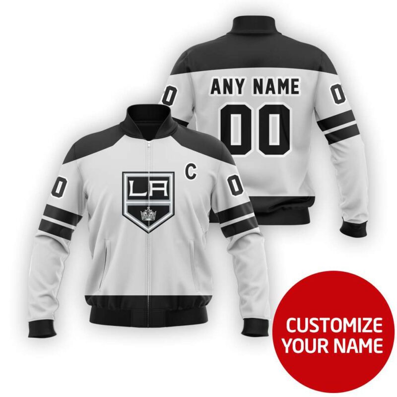 Los Angeles Kings Nhl Hockey Team White Personalized Number Name Jersey Style Gift For Kings Fans Bomber Jacket BJ03845