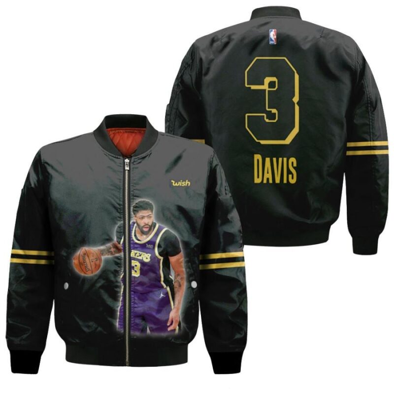 Los Angeles Lakers Anthony Davis 3 NBA Best Legends Basketball Black Gift For Lakers Fans Bomber Jacket BJ00021