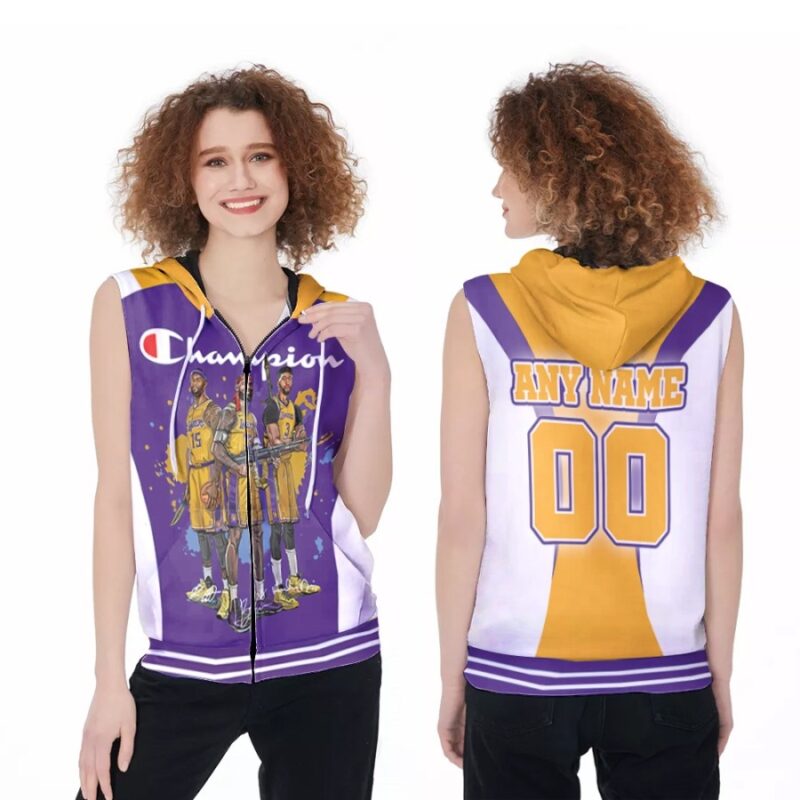 Los Angeles Lakers Champion Legendary Captain Fighting NBA 3D Gift With Custom Name Number For Lakers Fans Zip Sleeveless Hoodie ZSH1961