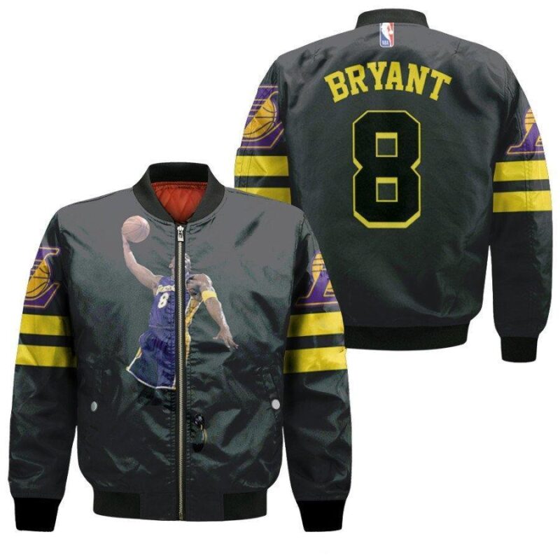 Los Angeles Lakers Kobe Bryant 8 NBA Legendary Captain Basketball Black Gift For Lakers Fans Bomber Jacket BJ00463