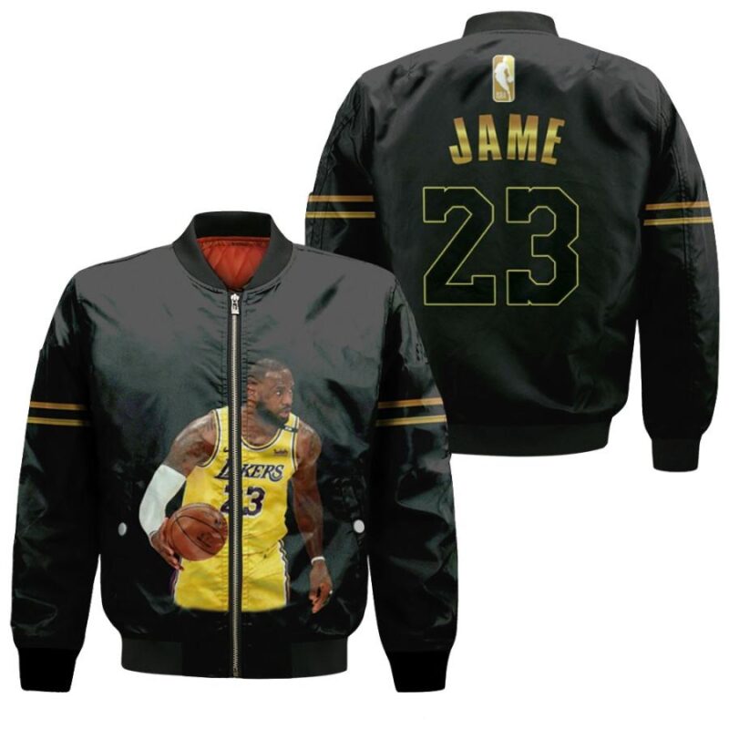 Los Angeles Lakers LeBron James 23 NBA Legendary Captain Basketball Black Gift For Lakers Fans Bomber Jacket BJ00437