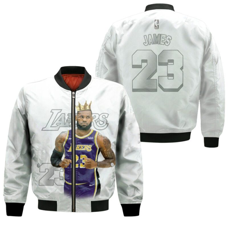 Los Angeles Lakers LeBron James 23 NBA Team White Jersey Gift For Lakers Fans Bomber Jacket BJ00175